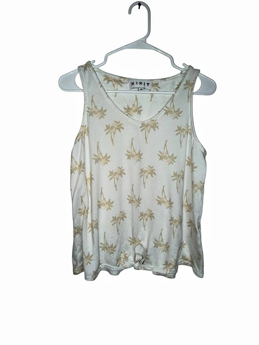KIKIT Floral Tank Top in White & Gold Size Medium 4